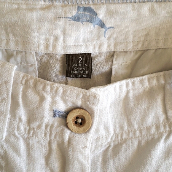 Tommy Bahama White Linen Shorts Size: 2 - Picture 3 of 6